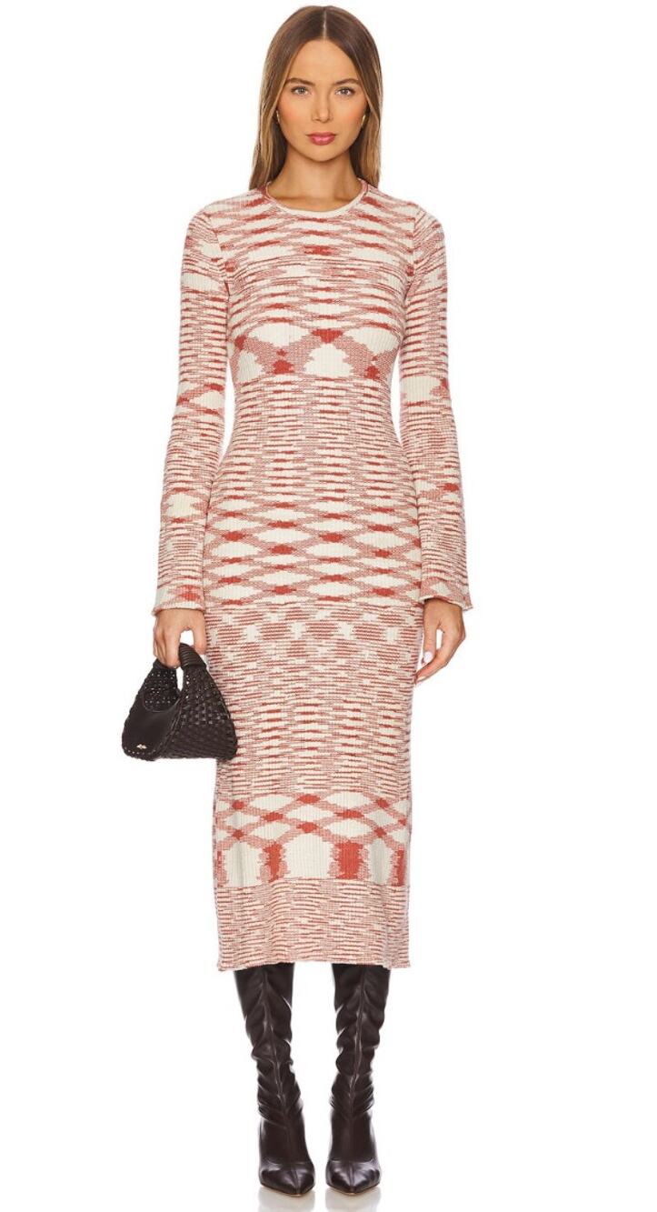 Simon Miller Dress Small Axon Knit Midi Sweater 70s Retro Downtown Boho Elegant